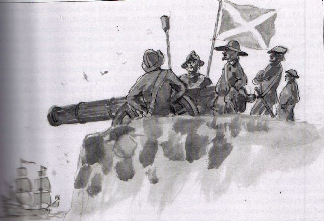 Burntisland troops prepare for arrival of Oliver Cromwell by Douglas Gray Burntisland troops prepare for arrival of Oliver Cromwell by Douglas Gray